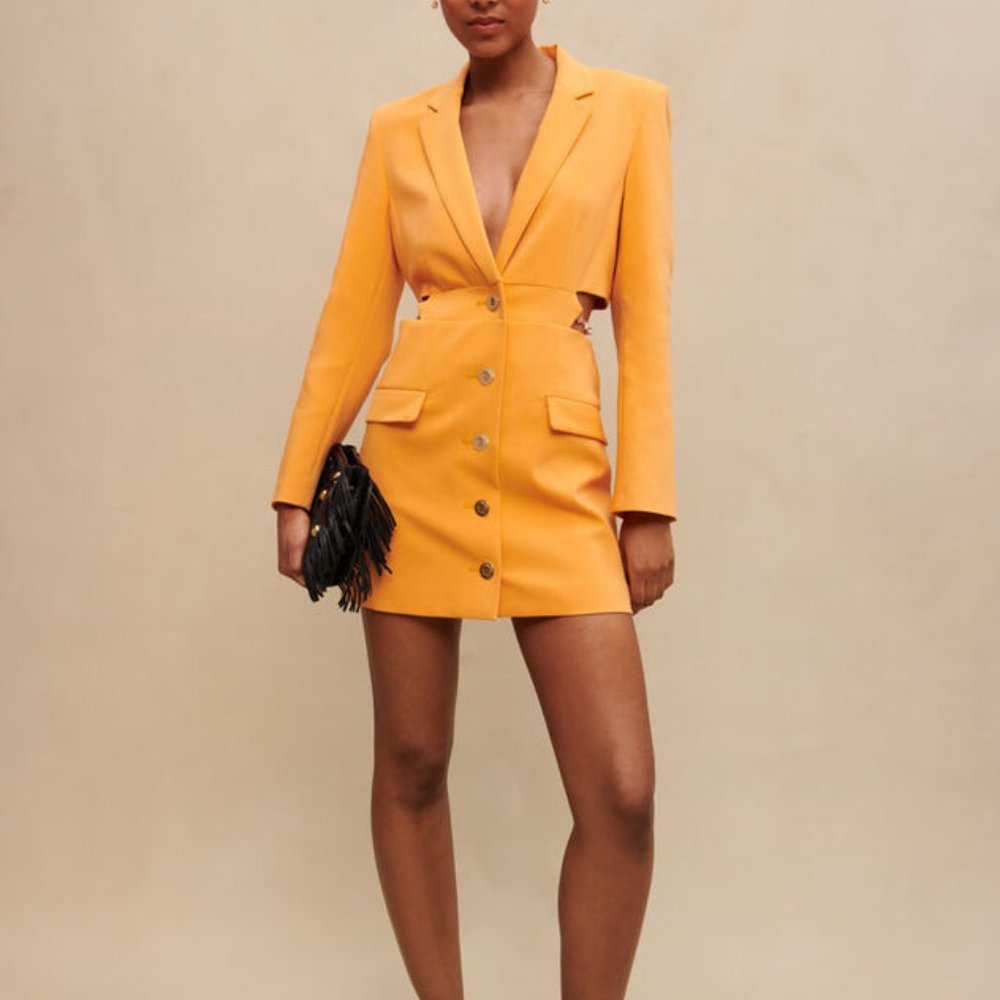 Maje Rirange Orange Cut Out Blazer Dress